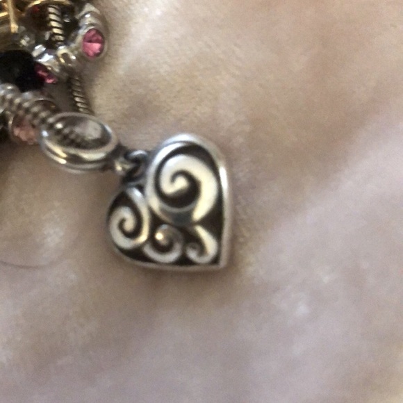 Brighton Vintage Heart Charm Sterling Silver W/Pink Stones Perfect Condition - Picture 2 of 3